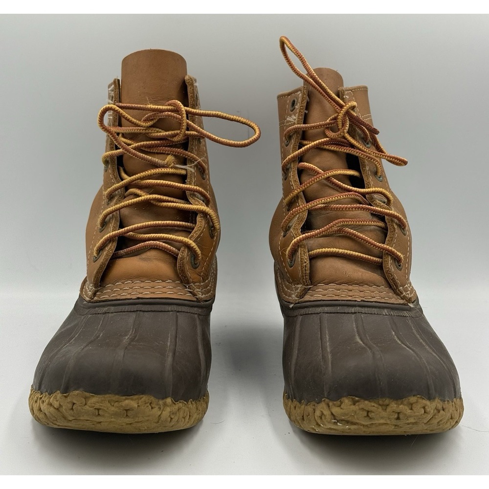 L.L. Bean Bean Boots Mens 7M Women's 8.5 Brown Leather Rubber Duck Boots USA 6" - Picture 2 of 9